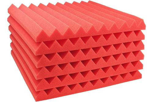 Kit 12 Paneles 30x30x2.5 Espuma Acústica Cuña Foam Rojo Esponja Acustica Espuma Calidad Profesional Paneles Acusticos Panel Aislante Acústico