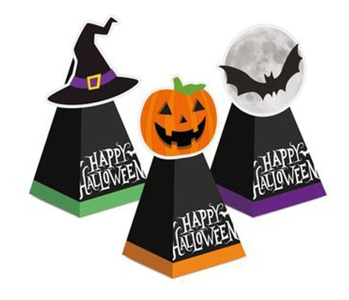 Caixa Cone C/ Aplique - Noite Do Terror / Halloween C/8 Unid