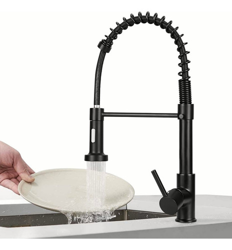 2 Modos Grifo Mezclador Monomando Llave Fregadero De Cocina Negro Mate