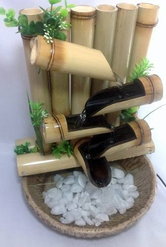 Imagem 3 de 4 de Fonte Agua Cascata Bambu 5 Quedas C/ Ilum. De Leds