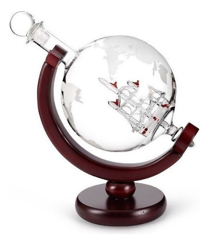 Decantador De Regalo De Whisky Globe Con Soporte De Madera