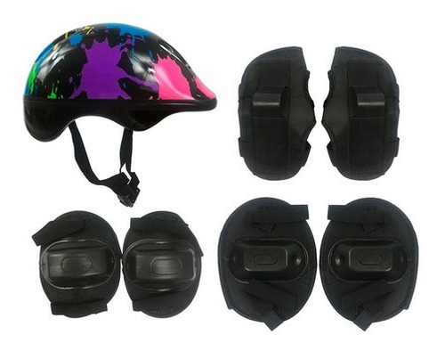 Kit Proteção Infantil Capacete Joelheira Cotoveleira 7 Peças