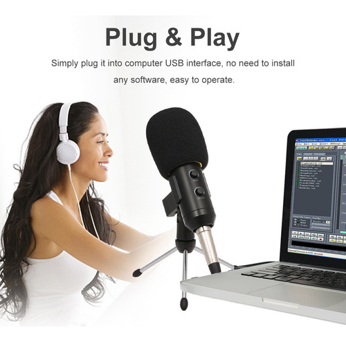 Micrófono De Condensador Usb Con Grabación Usb Plug & Play P
