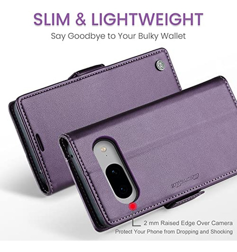 Funda Cartera Para Google Pixel 8 Morado Piel Sintetica -9