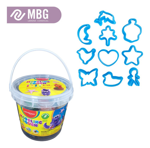 Imagen 3 de 5 de Kit Masa Plastilina Pote X8 Colores + 10 Moldes Herramientas