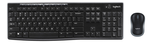 Kit de teclado y mouse inalámbrico Logitech MK270 Inglés UK de color negro