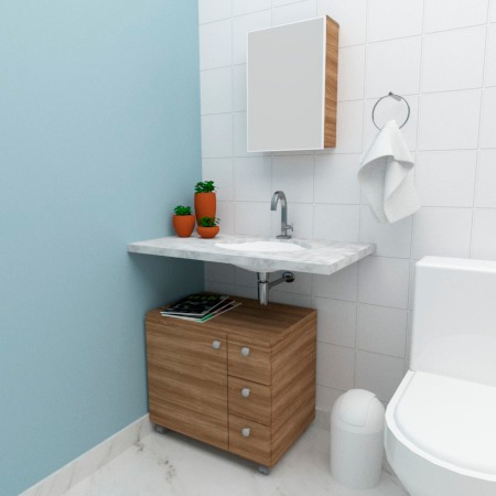 Gabinete Armário Gaveteiro Banheiro Branco 60cm Com Rodinha | Parcelamento  sem juros
