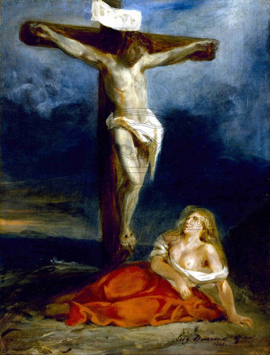 Lienzo Canva Arte Sacro Magdalena En La Cruz Delacroix 92x70