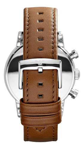Reloj Emporio Armani Ar1846 Vestido De Cronógrafo Masculino Color de la correa Café Color del bisel Plateado Color del fondo Blanco