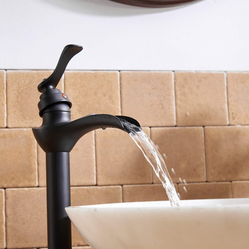 Griferia De Baño Estilo Cascada + Drenaje Desplegable Negro