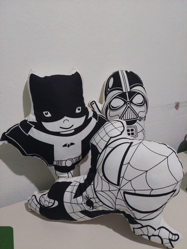 Almohadón Infantil Superheroes Aptos Para Pintar 