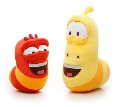 Serie Larva Tuba Amarillo Y Roja Set De Dos Peluches