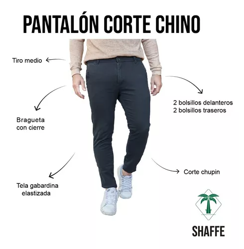 Pantalon Chino Chupin De Gabardina Corte De Vestir Hombre