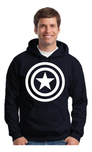 Buzo Canguro Con Capucha Logo Capitan America 