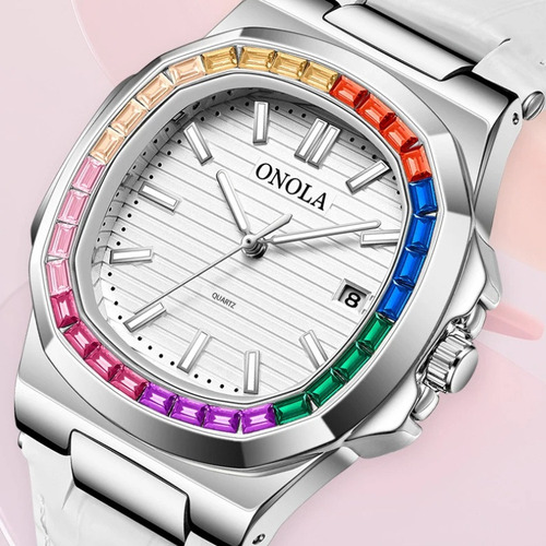Reloj Onola Leather Rainbow Diamond Quartz
