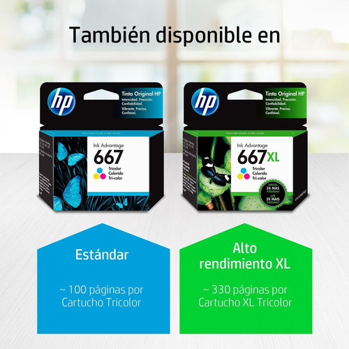 Imagen 4 de 10 de Cartucho De Tinta Hp 667 3ym78al Tricolor Original 2375 1275