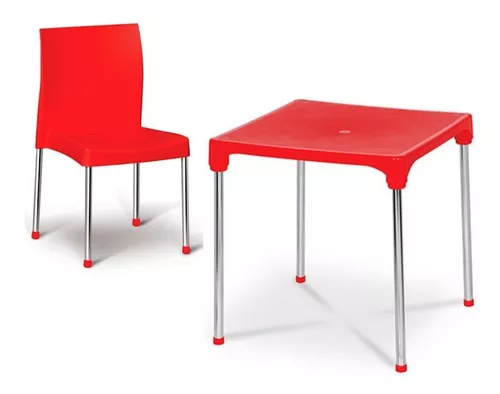 Conjunto de Plástico com 1 Mesa e 4 Cadeiras Bistrô - Coloridas