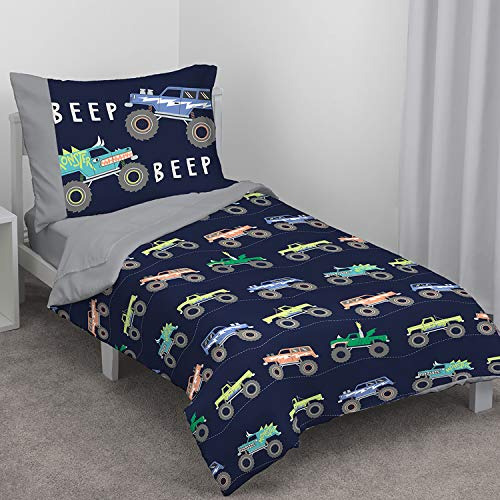 Juego De Cama Infantil Monster Truck De 4 Piezas, Azul ...