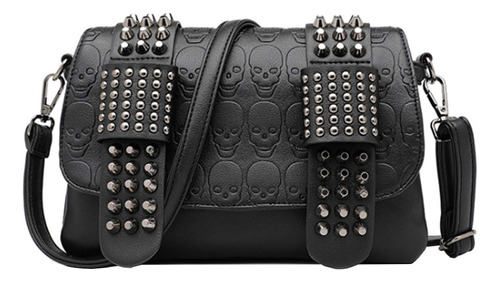 Bolso Mano Con Diseño Calavera Punk Mujer Con Asa Superior