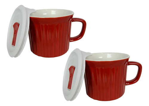 Corningware Taza De Comida Roja De Tomate De 20 Onzas Con Ta