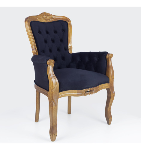 Conjunto 4 Poltronas Luis Xv Cor Imbuia Braço Estofado