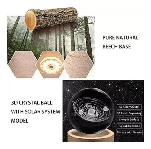 Lampara De Luz Led 3d Bola De Cristal Astronauta Planetas