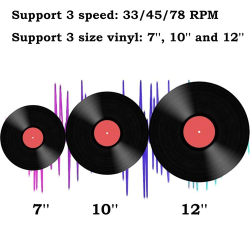 Reproductor De Discos De Vinilo Portátil Retro Con Bluetooth