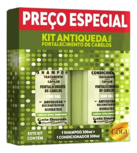 Kit Shampoo De Fortalecimento Cabelos Antiqueda Gota Dourada