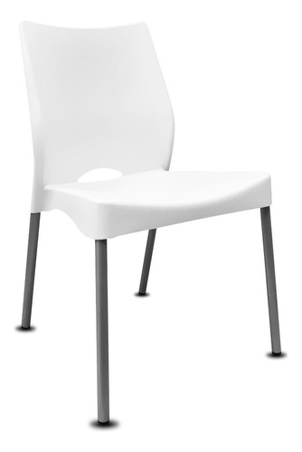 Silla Malba Apilable Plastica Hogar Comedor Interior Exterior Jardin Quincho Salon Club Resto Color Blanco