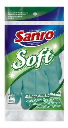 Imagem 1 de 1 de Luva Latex Multiuso Sanro Soft Verde - Tamanho M