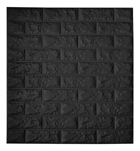 Placa De Pared Autoadhesiva Revestimiento 70x78cm 8mm Negro 