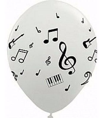 Balão Latex Decorado Notas Musicais  - Pacote 25 Balões