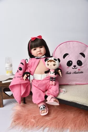 BEBÊ REBORN DE SILICONE MENINA BIA MEGA REALISTA MAMA E FAZ XIXI