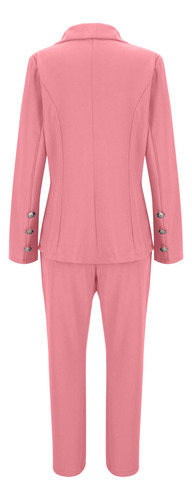 Conjunto De Traje De Abrigo Y Pantalones De Color Para Mujer