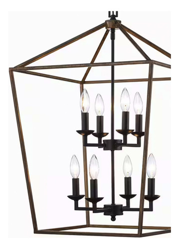 Lampara De Techo Colgante Cuentas Madera Candelabro 4 Luces Estructura Cafe/negro