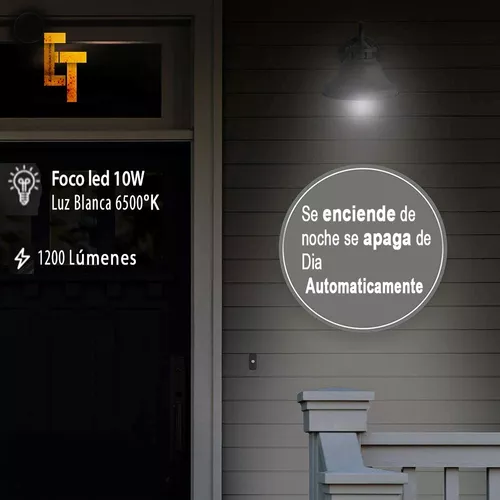 Lampara Foco Led 10w Fotocélula Integrada Sensor Dia Noche