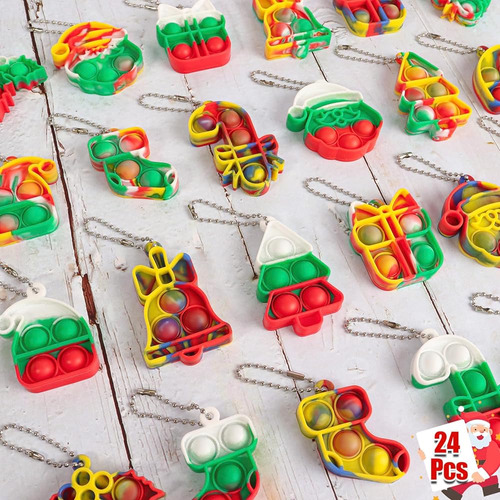 24 Piezas De Mini Pop De Navidad, Juguetes Inquietos Para Ni