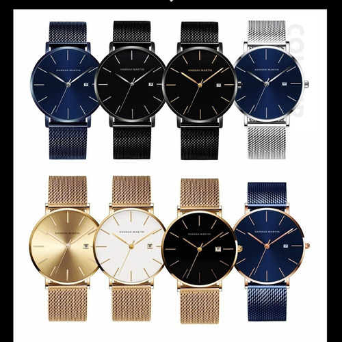 Reloj Con Correa De Malla Con Calendario Empresarial De Hann