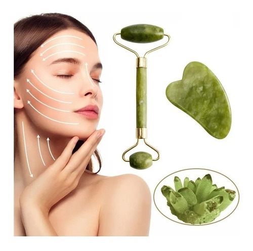 Rodillo Piedra Jade Masaje Facial Linfático Piedra Gua Sha