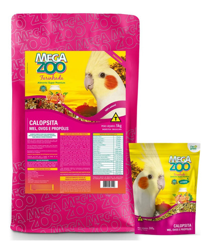 Megazoo Farinhada Calopsita Mel Ovo E Propolis 300g