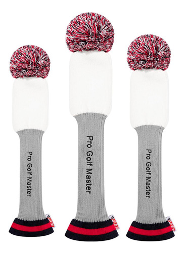 3x Fundas Para Cabezas De Madera De Golf, Blanco Rojo