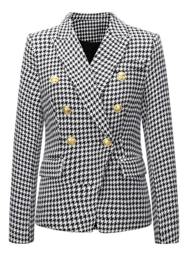 Blazer Doble Botonadura Retro Para Mujer