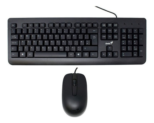 Kit de teclado y mouse Genius KM-160 Inglés US de color negro