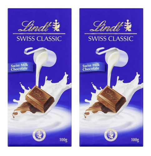 Chocolate Ao Leite, Lindt Classic, 2 Barras De 100g