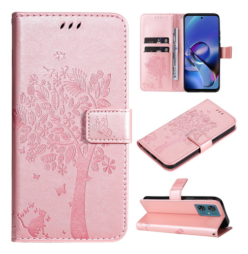 Funda Tipo Cartera De Piel Perforada Con Forma De Árbol De G