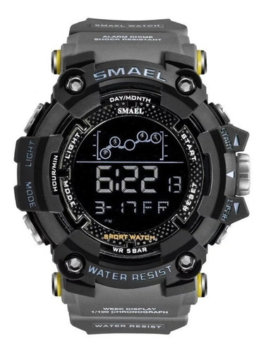Relógio de pulso digital Smael 1802 com corria de resina cor cinza - fondo preto