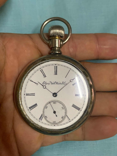 Reloj De Bolsillo De Cuerda Elgin Plateado De 1893