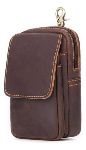 Pochette De Hombre Cuero Genuino Bolso Cintura Portacelular