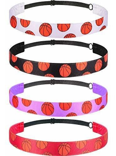 Diademas - 4 Pieces Girls Non-slip Basketball Headband Adjus