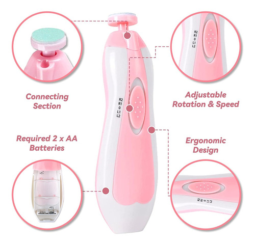 Eonspark Herramienta Eléctrica Para El Cuidado De Las Uñas Para Bebés Rosa